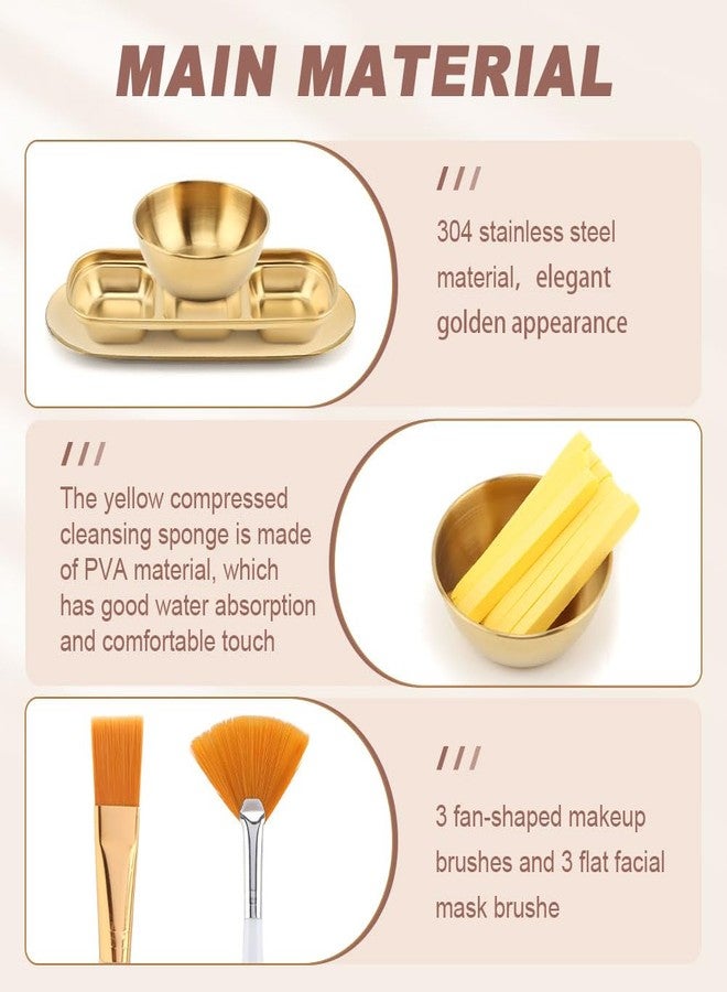 Ranjaner 23Pcs Esthetician Supplies for Facials Set, Face Mask Applicator Brushes Tools, Women Facial Mask Mixing Kit Facial Tools, for DIY Skincare(Gold,Size:Multisize) - Image 4